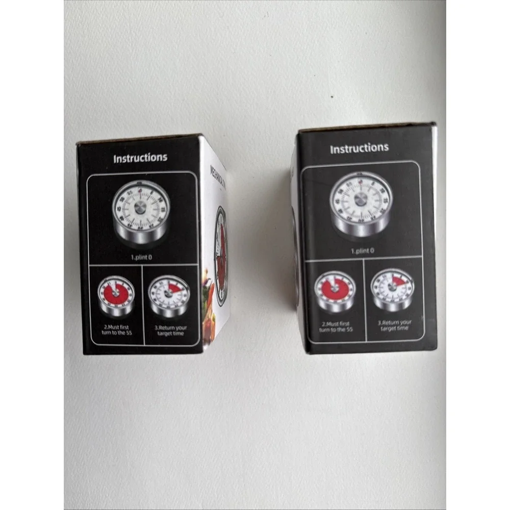 Set 2 Mechanical Manual Digital Kitchen Timer Magnetic Countdown Classroom Clock